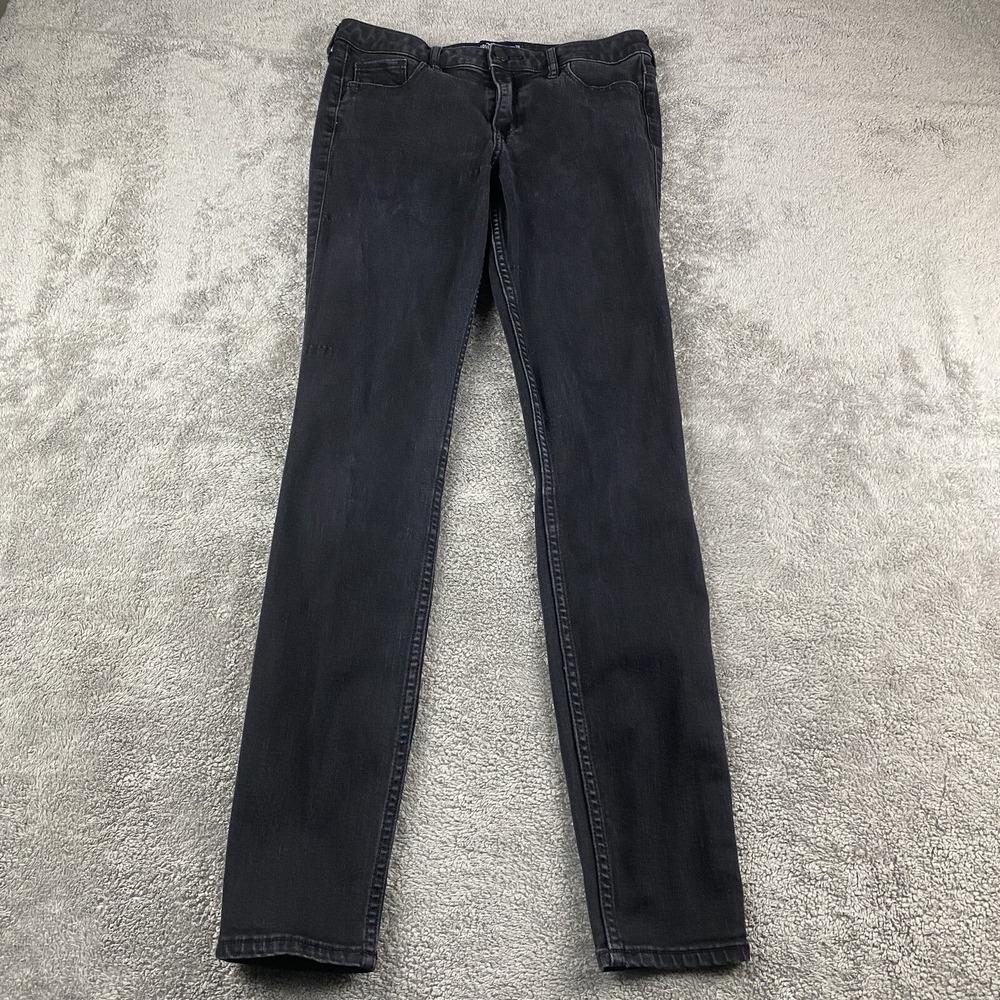 Hollister Classic Stretch‎ Jeans Juniors 7L 28x32 Black Mid Rise Super Skinny